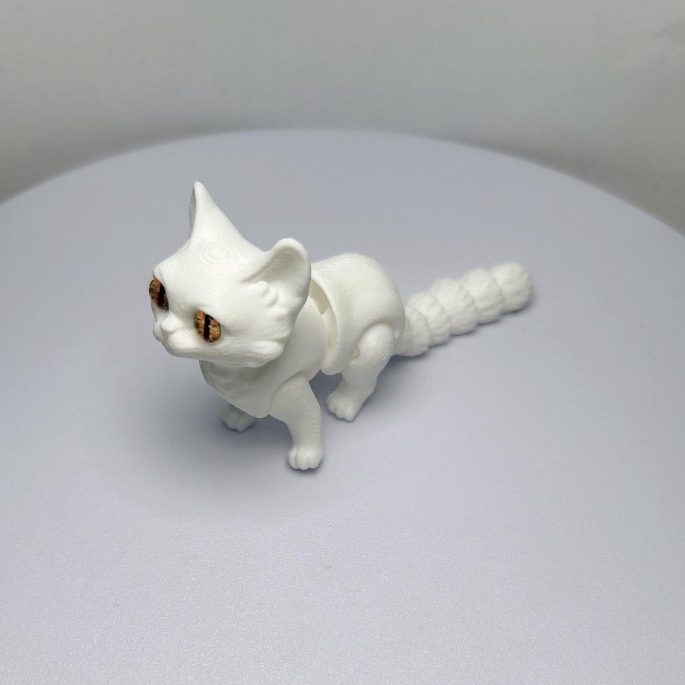 Big Eyes 3D Printed Cat Model Plastic Material 3D Printed Cat Figure Articulated Cats  Living Room