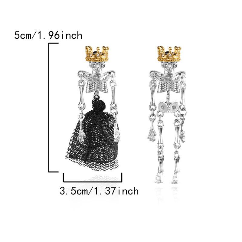 Серьги-подвески на Хэллоуин в виде короны, черепа и скелета для женщин, готические висячие серьги, панк-украшения в подарок