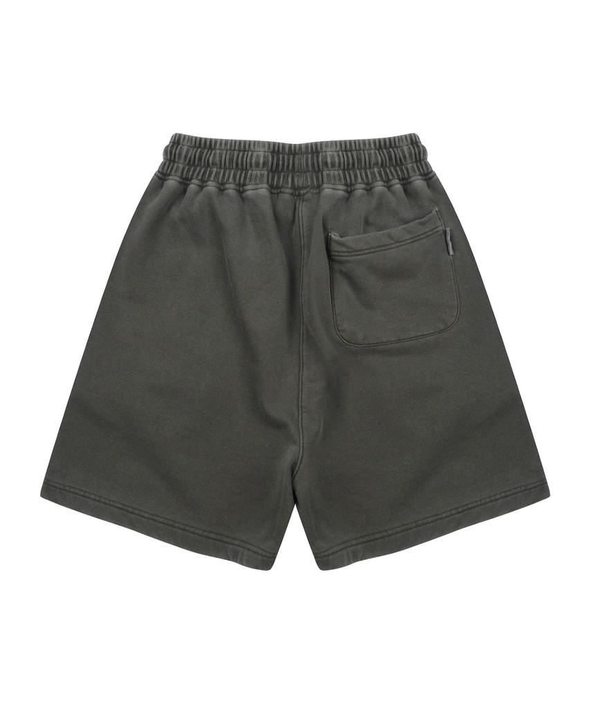 WHATHEPUCK P Logo Pigment Washed Shorts Charcoal