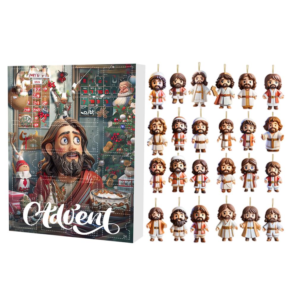 Nativity Advent Calendar 2D Nativity Scene Story Calendar Acrylic Christmas Tree Decorations Backpack Pendant Advent Calendar