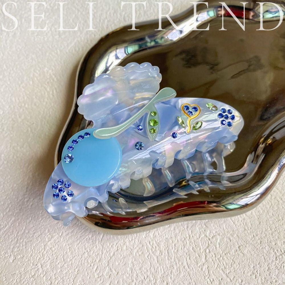 Acetate Flower Hair Claw Cherry Shark Clip Cute Rhinestone Hair Clip Daily