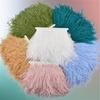 1Meters Ostrich Feathers On Tape Fringe Trim Ribbon 10-15cm 4-6" Long White Feather Trims Decor for Clothes Flecos Decoration
