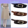 Pu Minimalist Leather Waist Belt For Women With Rectangular Design Buckle
