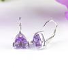 Simple Silver Earring Triangle 8.0mm Natural Amethyst Stud English Hook Clasp Earrings Real 925 Sterling Silver Jewelry for Woman Simple Gift