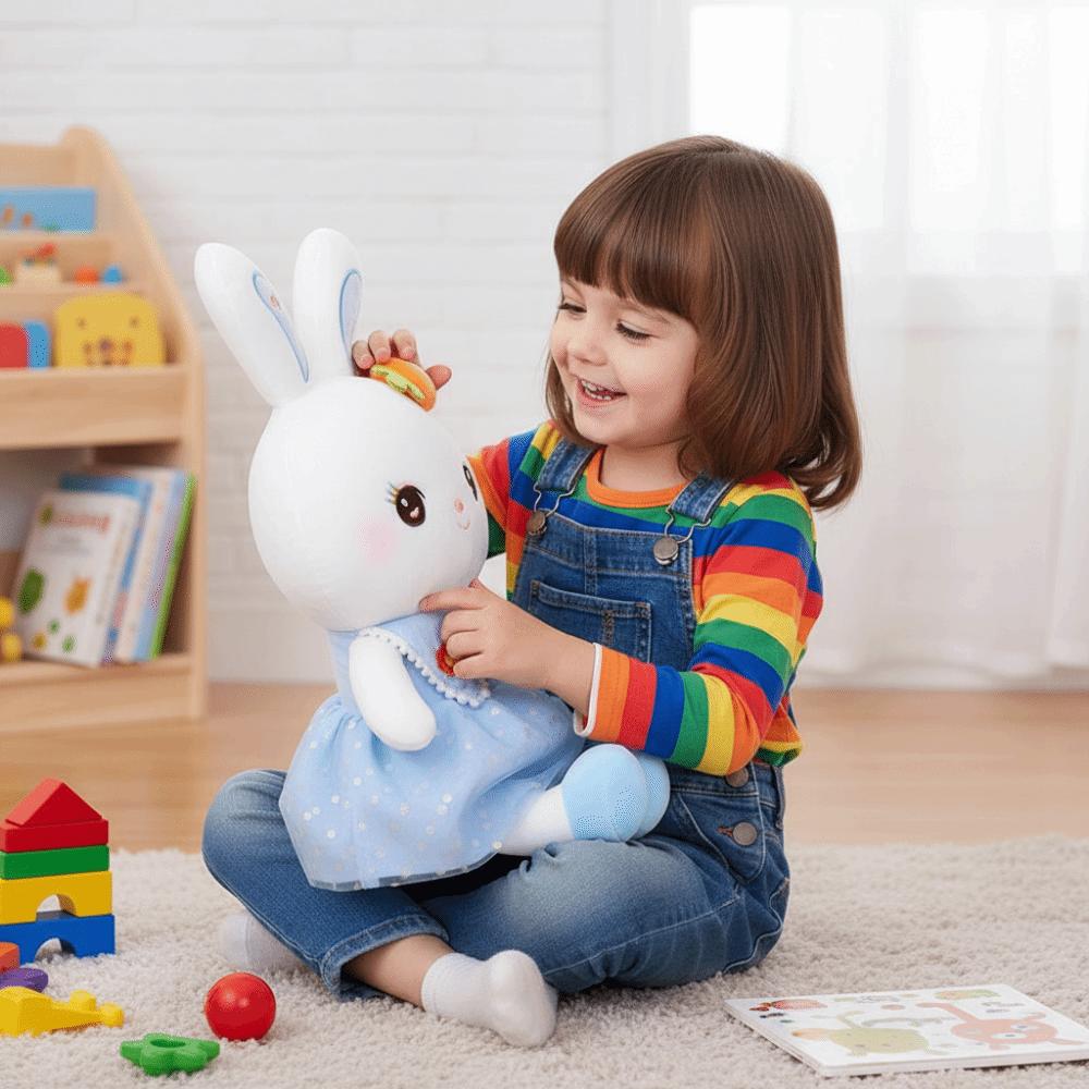 Short Plush Stuffed Animal Soft Material Plush Toy Cute Cartoon Bunny Sleeping Doll Girls Doll