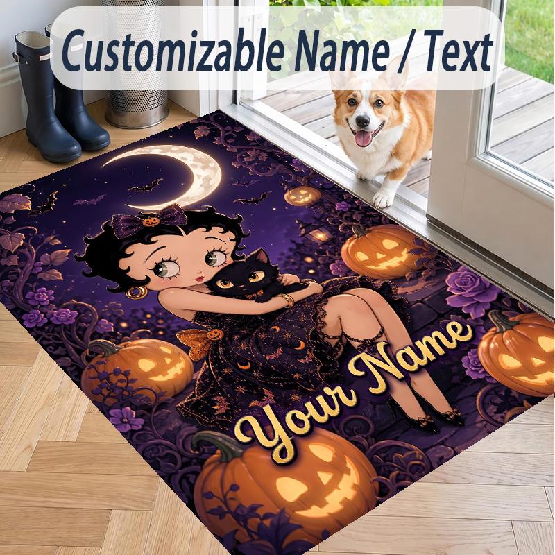 Custom Text Betty Boop Pattern Floor Rug Soft Indoor Carpet Mat Living Room Bedroom