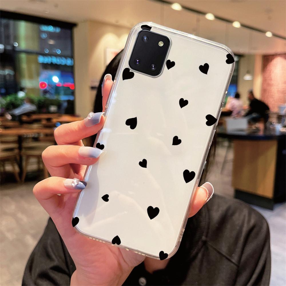 Нежелтеющий чехол для телефона Samsung Galaxy Note 10 Lite S10 S10e S10+ S9+ S9 Plus с сердцем, прозрачный, для пары