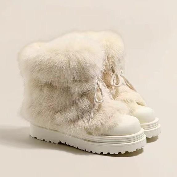 2026 autumn and winter new fashionable, comfortable, lightweight and warm thick-soled heightening fluffy snow boots women's thickened cotton shoes