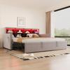 Upholstered Sofa Bed 90x190cm, Headboard with Storage Compartments, LED Light Strip and Charging Sockets, with Pull-Out, Velvet Upholstery, Light Grey