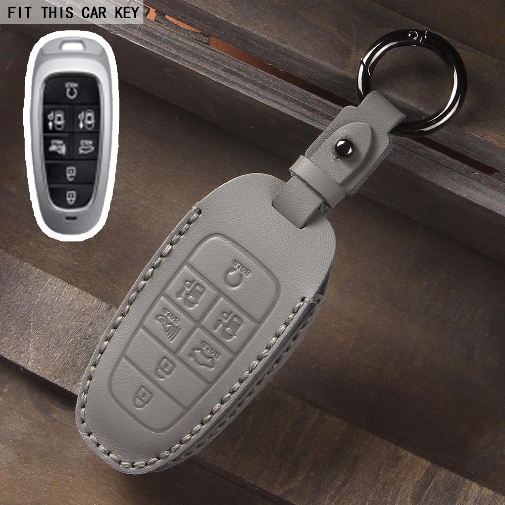Leather Car Key Case Cover Fob for Hyundai Sonata Sel Ev 6 Ev 8 IONIQ 5 Nexo DN8 Fe Tucson Sonata Staria NX4 Ioniq