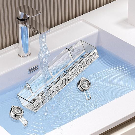 Шт. Стеллаж для хранения в ванной комнате, прозрачный, толстый, треугольный, прямоугольной формы, без ударов, противоскользящий, сильное всасывание, большая несущая способность, душ