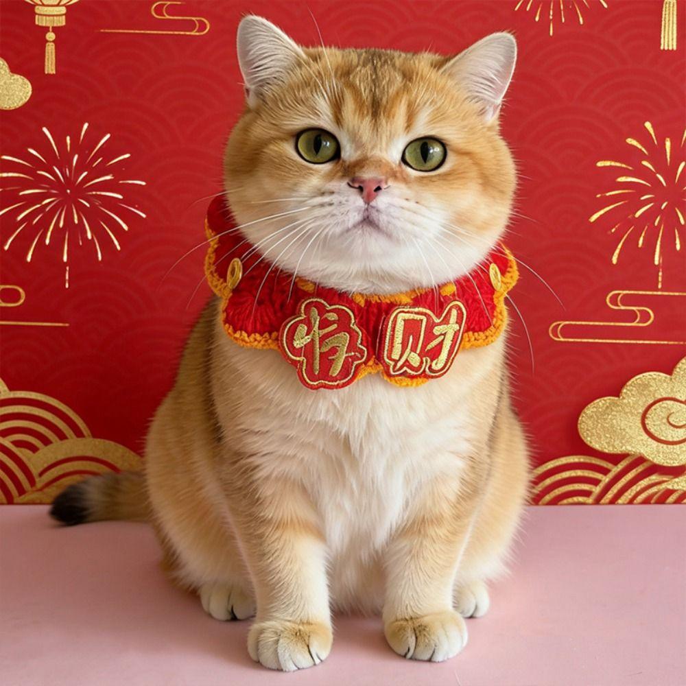 Handmade Cat Knitted Scarf Cartoon Puppy Collar Festive Gifts Chinese Style Pet Scarf Winter