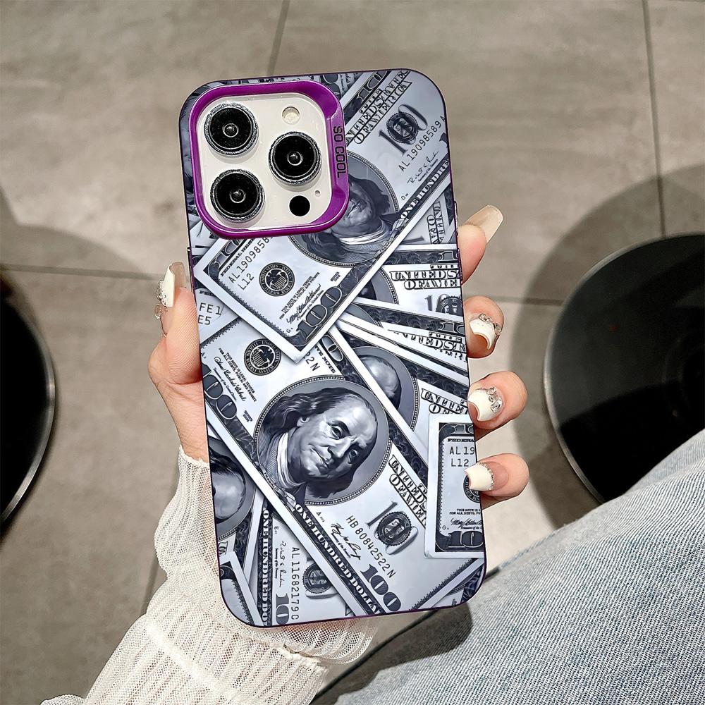 USD Dollar Purple Translucent Mobile Phone Case for iPhone 17 16 15 14 13 12 11 X XR XS Air Pro Max Plus Colorful Cover