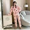 Зимняя женская пижама, домашний костюм, коралловый флис, теплый комплект на осень и зиму, удобная теплая пижама, домашний костюм