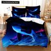 Пододеяльник с изображением китов King Queen, комплект постельного белья с изображением морских животных, водорослей, морских звезд, морских обитателей, пододеяльник из синего полиэстера