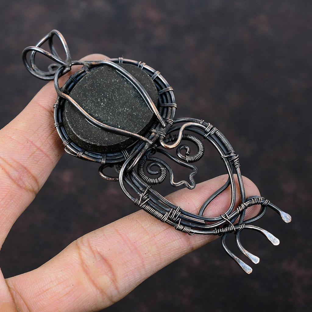 Подвеска из ракушки абалона, обернутая медной проволокой, ювелирные изделия из ракушки абалона, подвеска из драгоценного камня ручной работы, свадебный подарок, замечательные ювелирные изделия из медной проволоки