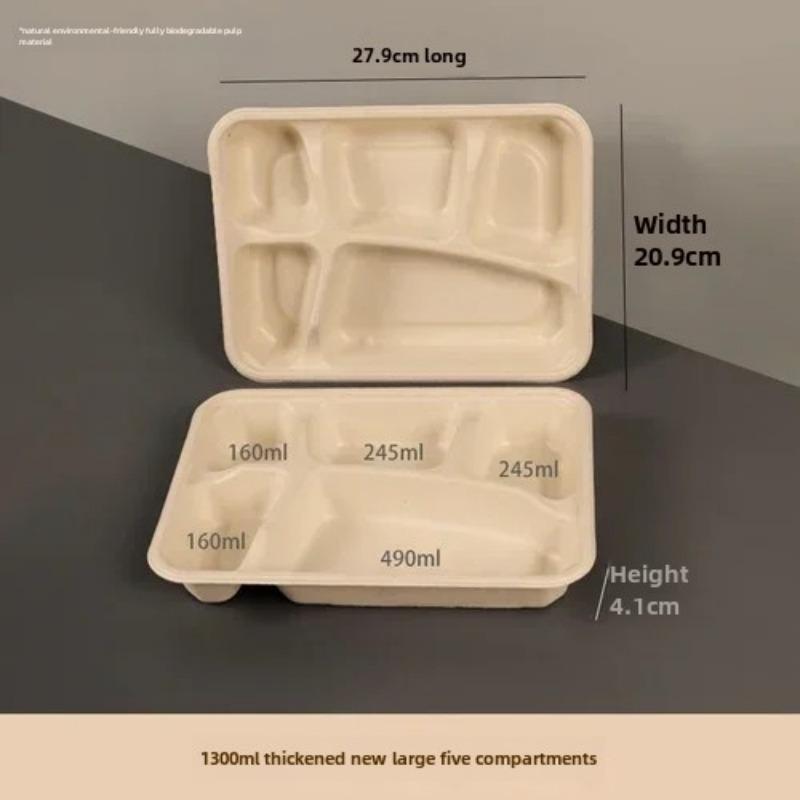 10 шт. одноразовая разделенная упаковочная коробка для доставки большой емкости многосетчатые бумажные ланч-боксы экологически чистые микроволновые целлюлозы