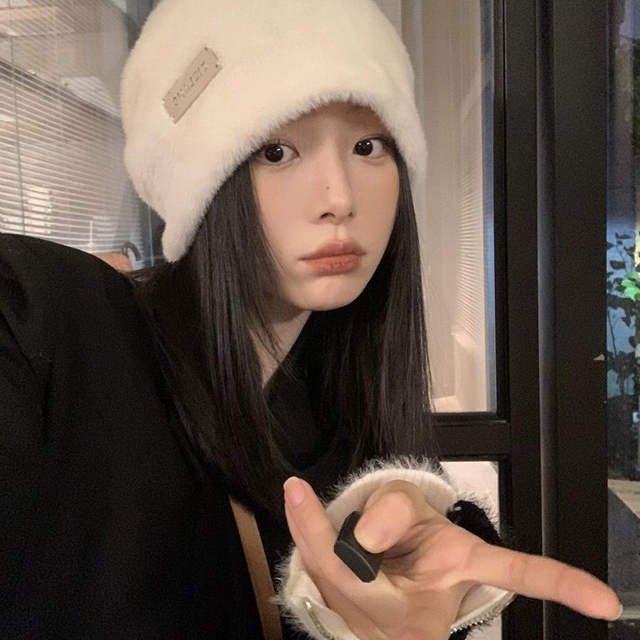 Женская плюшевая шапка-рыбак: Зимний теплый мех кролика, закрывающий лицо, большой обхват головы, небольшой мех для защиты от холодной погоды.