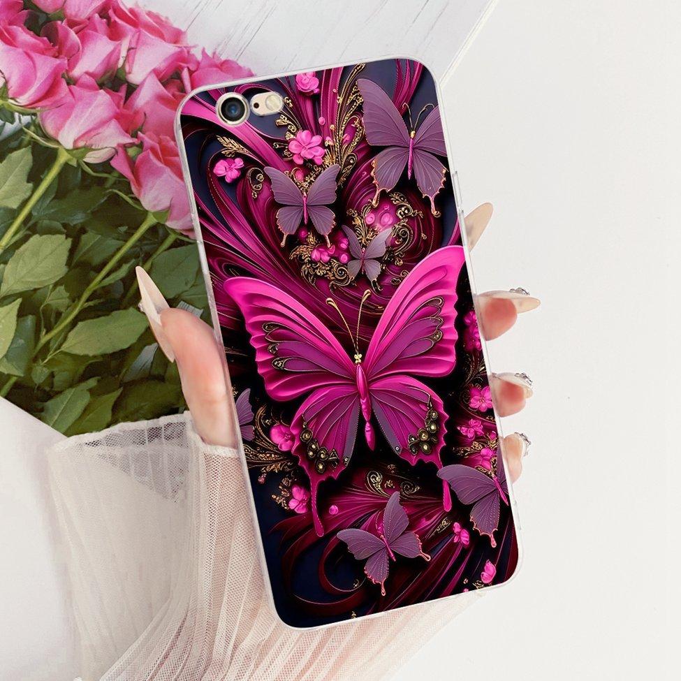 Transparent Casing For iPhone 6s Phone Case For iPhone 6 Cover Luxury Fashion Butterfly Funny Cute Painted
