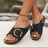 Fashion Shevalues Women's Fashion Cork Sandals Comfy Cork Footbed Slippers 2025 New Open Toe Beach Slides With Arch Support House Shoes