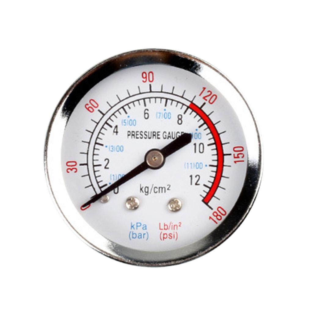 High-performance Air Pressure Gauge Center Back Mount 1/4"/1/8" Connection Size Measuring Range 0-12 BAR 0-180 PSI