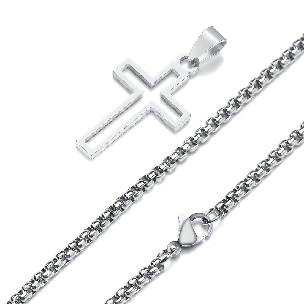 Повседневные полые necklaces с крестом для мужчин и мальчиков, водонепроницаемый кулон-крест из нержавеющей стали, религиозные украшения для веры и молитвы, подарок