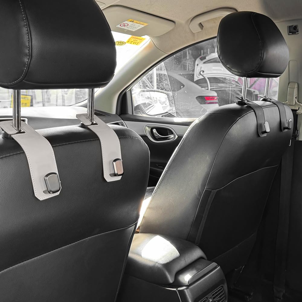 Koongloong Headrest Hook Car Hook Luggage Loading Hook Car Storage Accessories Car Supplies (2, Off White)