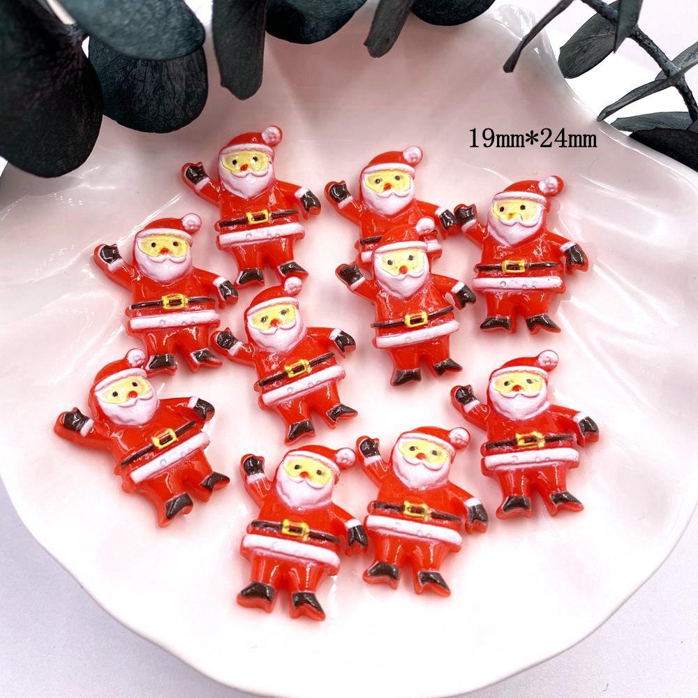 Красочные рождественские комбинированные фигурки из смолы с плоской спинкой, мультяшные фигурки, узор, сделай сам, скрапбук, художественный материал, орнамент