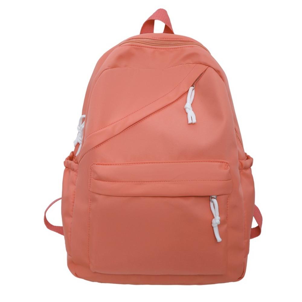 Solid Color Nylon Student Schoolbag Small Fresh Backpack Female Fashion Casual College Student Junior High School Girl Backpack