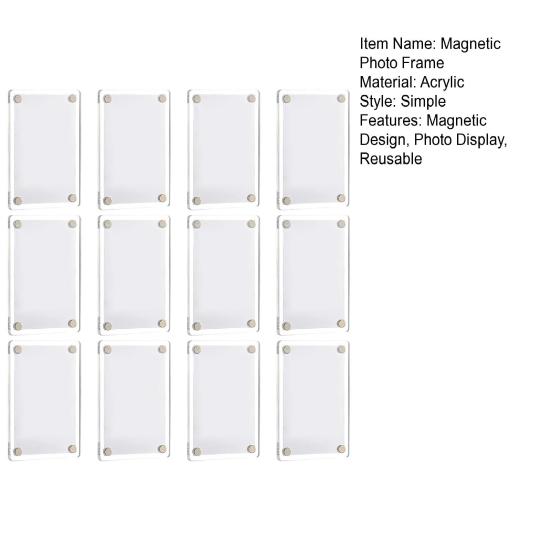 12 шт. магнитная фоторамка магнит на холодильник двухсторонняя прозрачная акриловая семейная фоторамка для показа фотографий домашний офис украшение на холодильник фото держатель