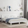 VidaXL Bed Frames with Headboard and LED, Double Bed with Slatted Base, Adult Bedroom Bed, White 200x200 Cm Wood 3207518