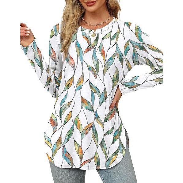 GMXIA Autumn Women's Solid Color Long Sleeve Top Round Neck Loose Casual Base Shirt