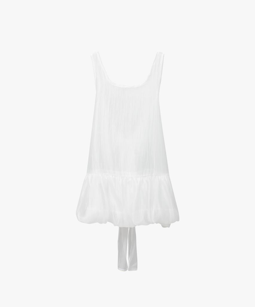 Rosiro Sheer Ribbon Balloon Dress White