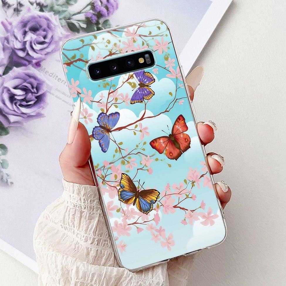 Чехол для Samsung S10 Plus SM-G975F Милый Кавайный Модный Цветочный Роскошный Крутой Расписной Мягкий Чехол для Телефона Samsung Galaxy S10+