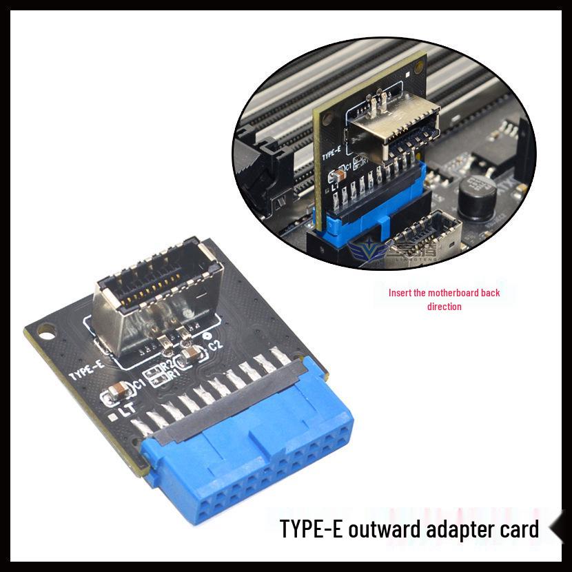 Адаптер USB 3.0 19-контактный на USB 3.2 Type-C передний 9-контактный на Type-E 20-контактный