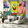 SpongeBob&Patrick Star Wall tapestry, aesthetic printed fabric blanket, suitable for bedroom, living room, and home decor.
