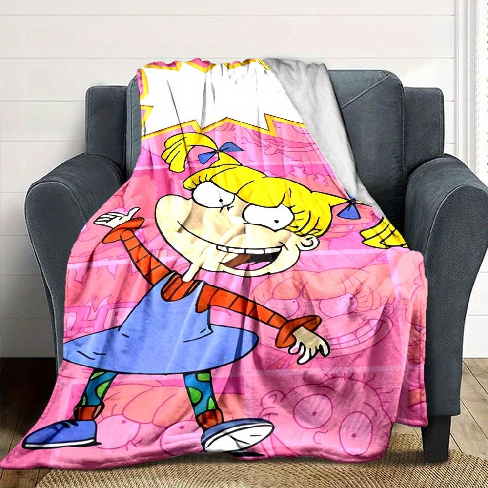 1pc Flannel Blanket, Helga,Blonde,Rugrats Pattern Printed Blanket, Sofa Bed Sofa Car Office Camping Travel Warm And Comfortable Soft Blanket