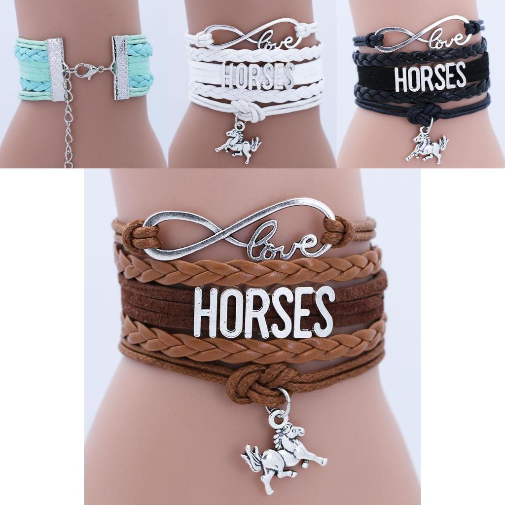 Подвеска-лошадь из сплава, браслет ручной работы, модный европейский и американский стиль, идеальный подарок для празднования годовщины