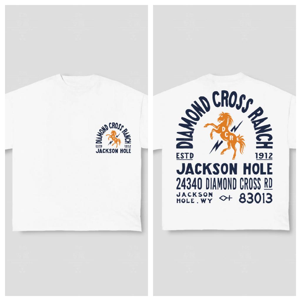 Хлопковая футболка Diamond Cross Ranch Унисекс Мужская Женская Летняя с коротким рукавом Модный топ Повседневная Винтажная мода Ежедневная Винтажная футболка