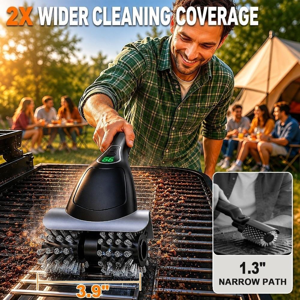 Removable Head Electric Grill Brush 2-Speed Settings Rotating Barbecue Brush  Household