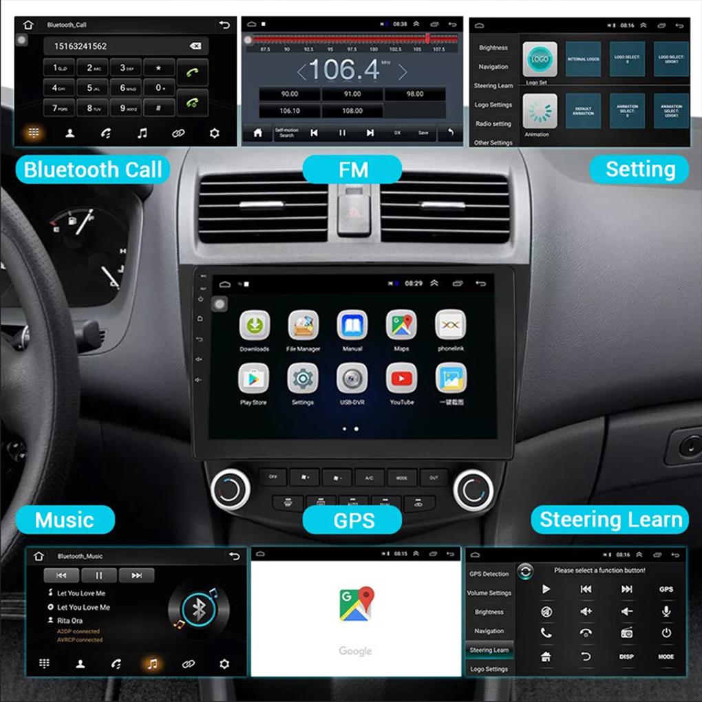 Android 13 Car Radio GPS WiFi FM Carplay для Accord 2003-2007 Car Stereo Radio 10,1-дюймовый 2.5D емкостный сенсорный экран