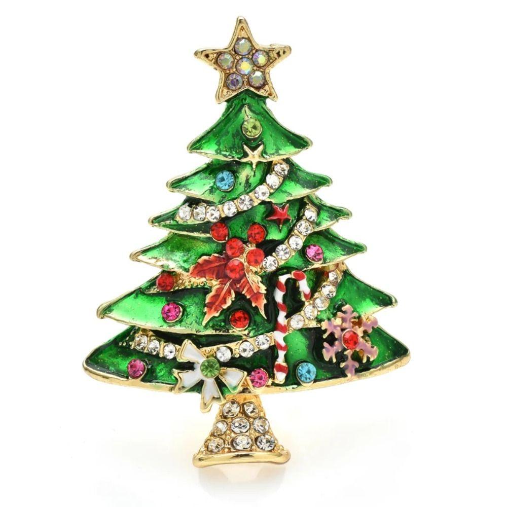 Set with Diamonds Colorful Christmas Pins Enamel Brooch Pin Gifts Christmas Tree Brooches