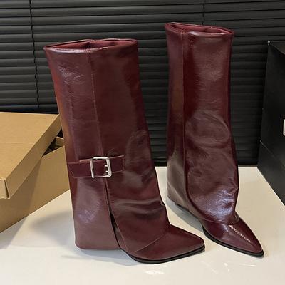 Модные женские туфли на высоком каблуке, высокие сапоги с острым носком, сексуальные сапоги до колена, модные платья, роскошные женские сапоги 2025, новые зимние туфли-лодочки Mujer Botas