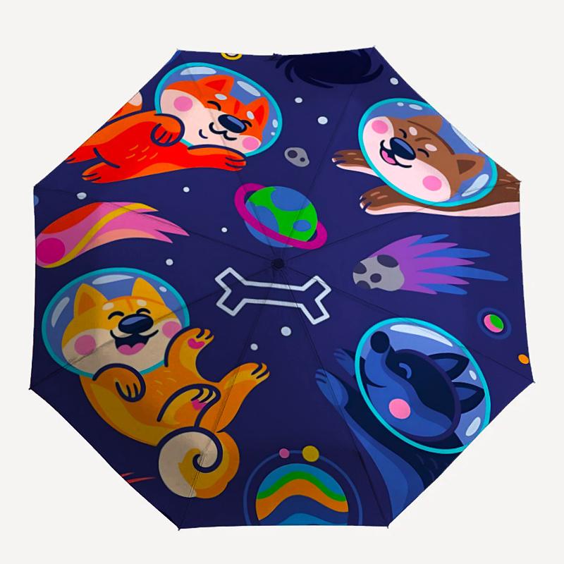 1pc Space Puppies Automatic Open/close Umbrella, 8-Rib sturdy structure, Portable Travel Umbrella, Parties, Everyday Use, 06