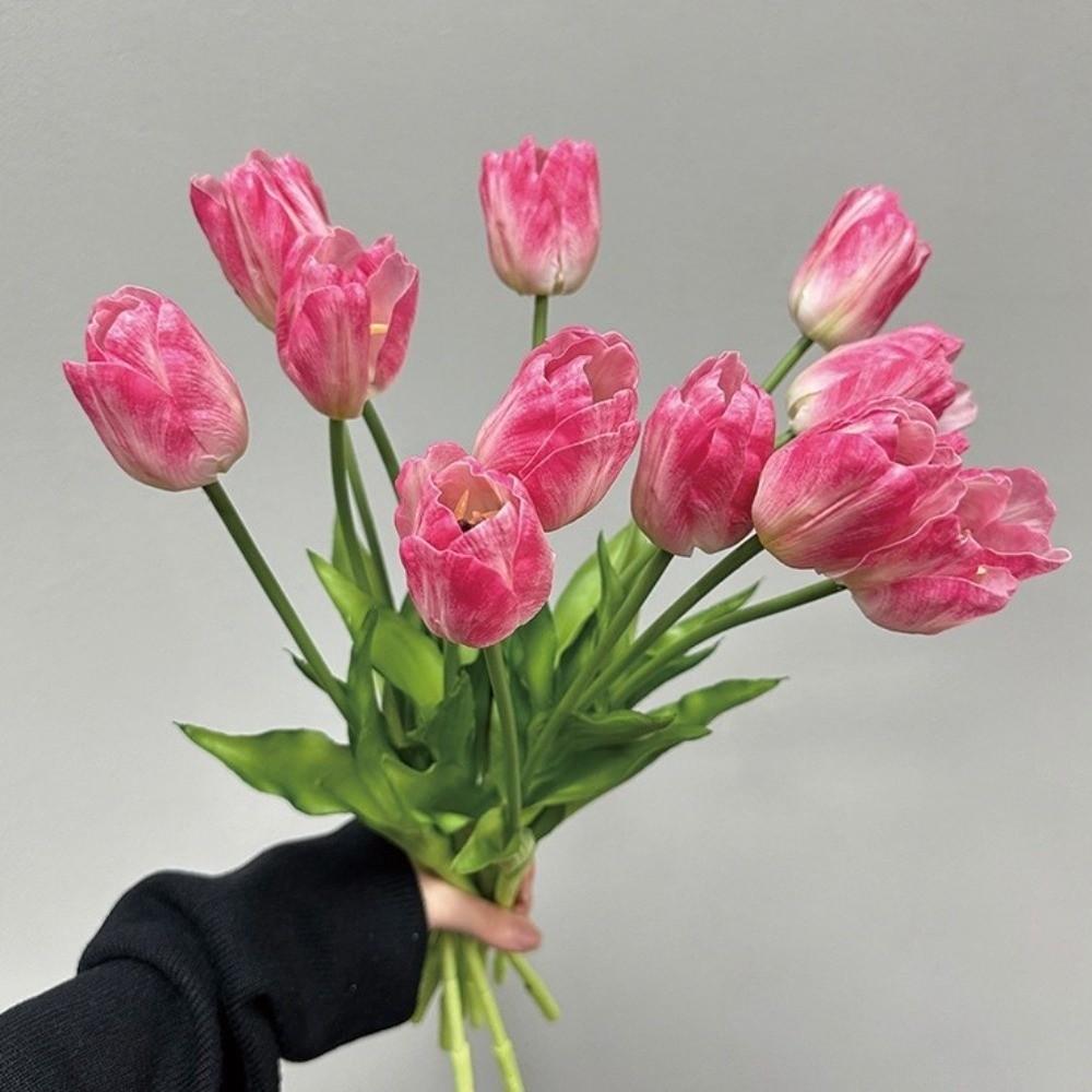 High-End Realistic Tulip Simulation Flower Flower Arrangement Hand-Held Design Artificial Flower Parrot Tulip Faux Tulip Flower