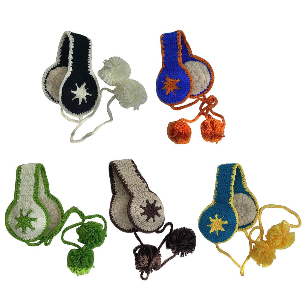 Вязаные наушники с ремешком для женщин, теплые наушники для согревания ушей, защитные от холода, пушистые накладки для ушей для фото на открытом воздухе, наушники