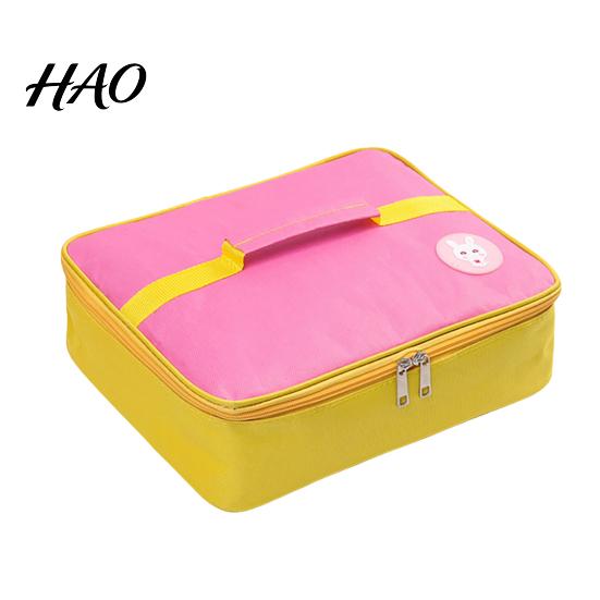 Thermal Meal Tote for School Insulated Flat Square Lunch Bag, Durable Oxford Box Kids Bento Carrying Case with Handles And Zipper, Lightweight