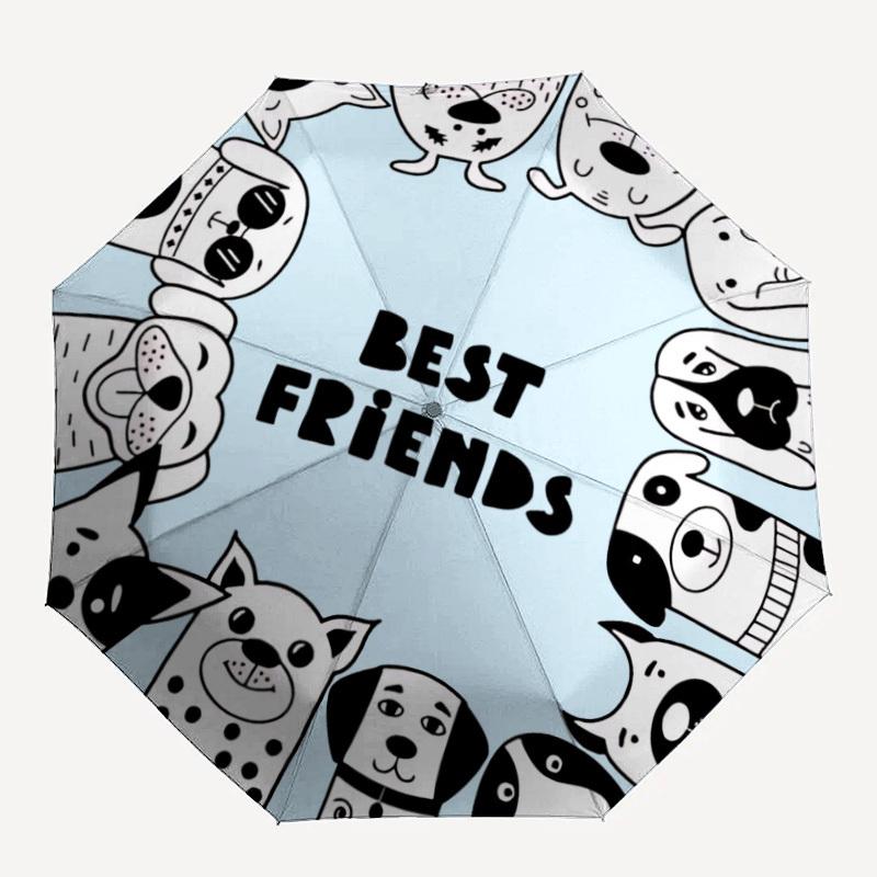 1pc Dogs Friendship Automatic Open/close Umbrella, 8-Rib sturdy structure, Auto Folding/Opening, Portable Travel Umbrella for Women,182