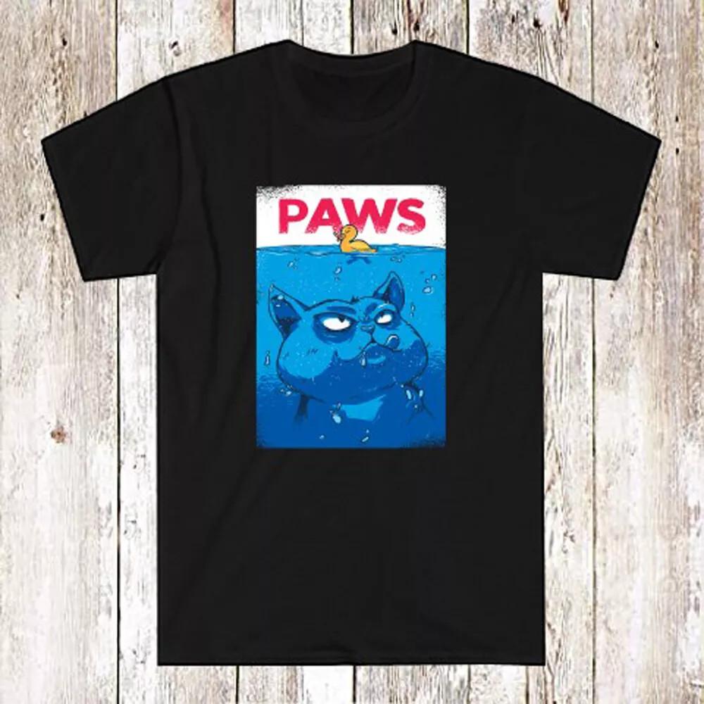 Funny Jaws Paws Men039s Black T-Shirt Size S-5XL Unisex T-Shirt