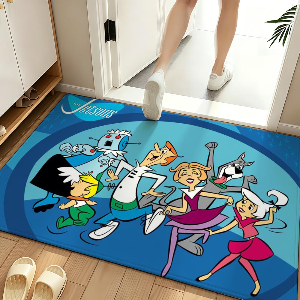 Cartoon T-The J-Jetsons Floor Mat Soft Flannel Floor Mat Suitable for Entryways, Living Rooms, Bedrooms, and Bathrooms